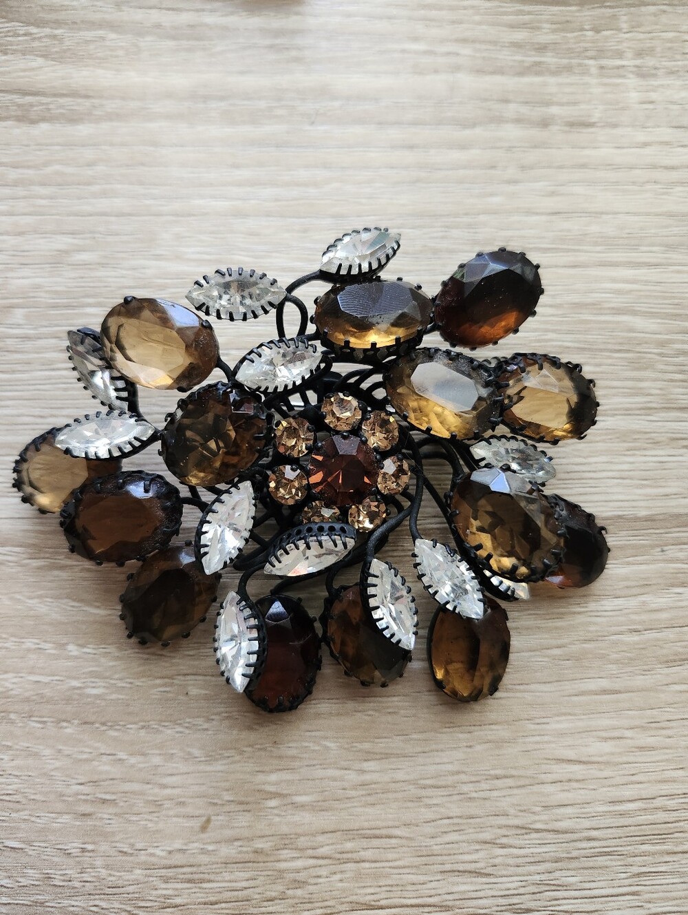 RARE Antique Massive Made In Austria Crystal Brooch